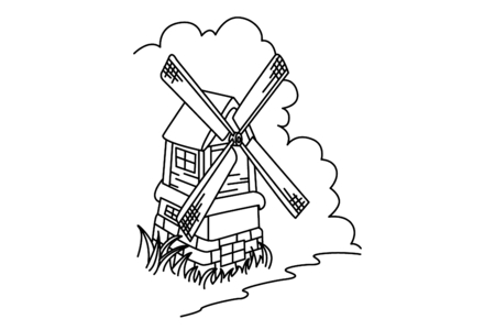 Coloriage Moulin 02 – 10doigts.fr